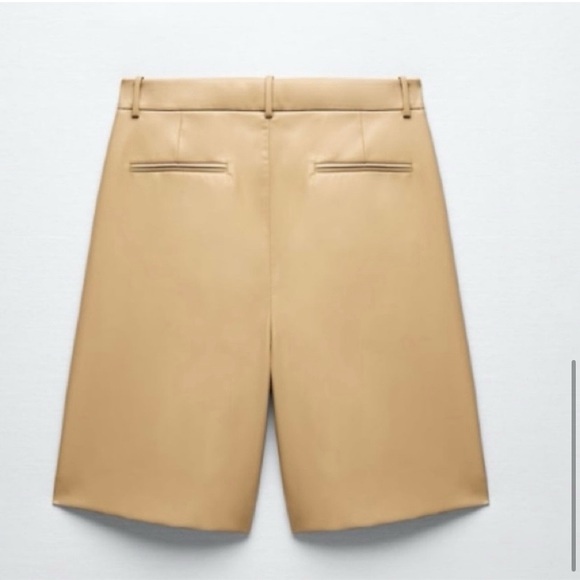 🍂 ZARA TAN FAUX LEATHER HIGH WAIST BERMUDA SHORTS! - Picture 16 of 16